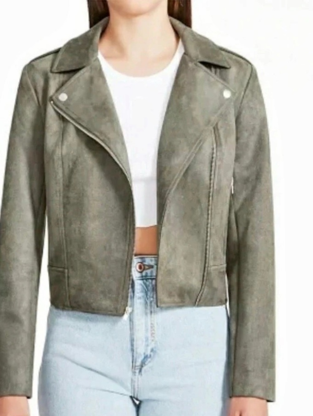 NEW Women’s BB DAKOTA BY STEVE MADDEN Faux Suede Moto Jacket X Large $99 Green